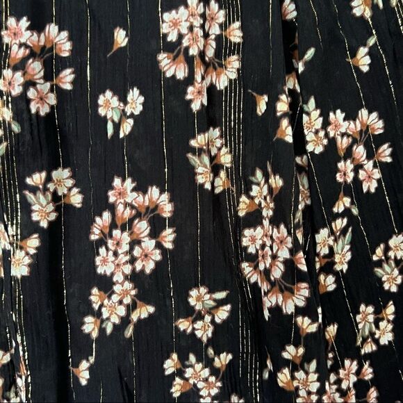 Loft Petite Metallic Floral Long Sleeve Top Blouse - Picture 3 of 5